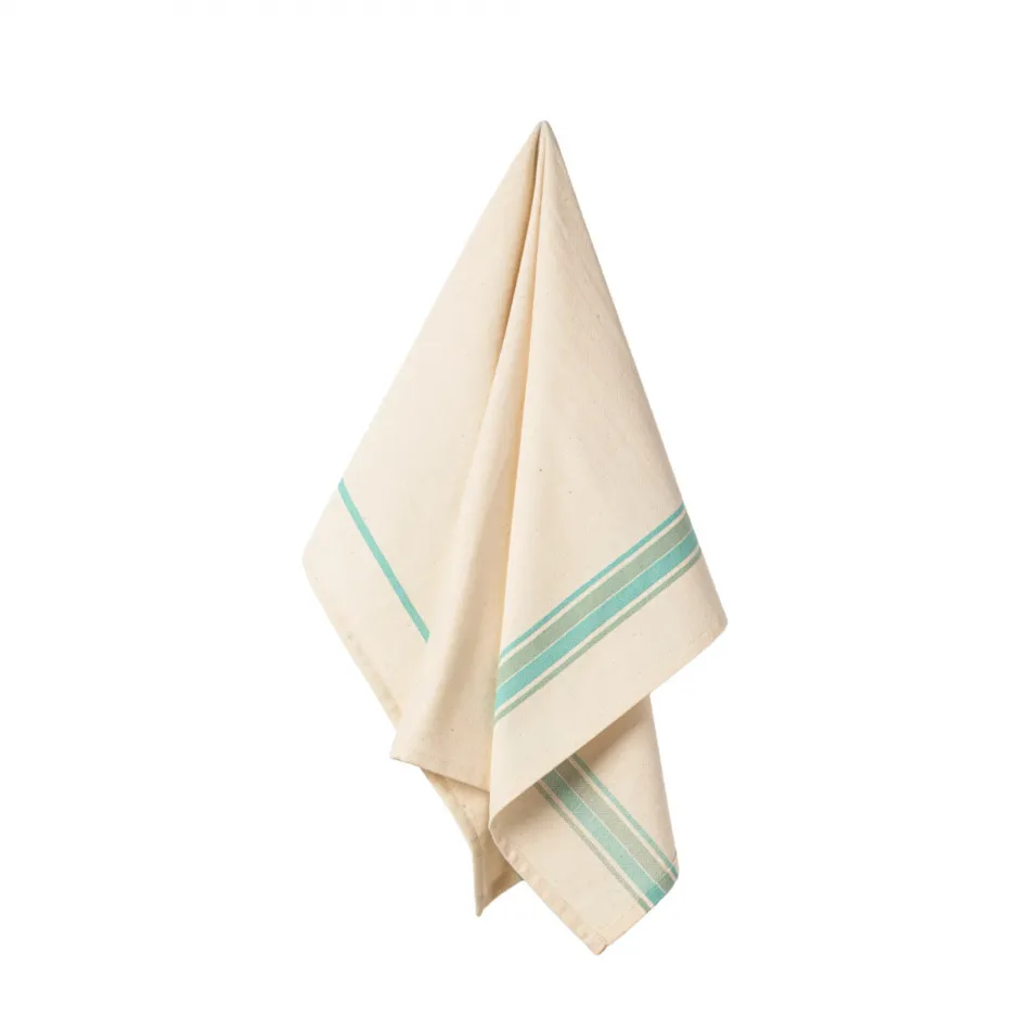 French Stripes Aqua Set of 2 Kitchen Towels 27.5'' x 19.75''