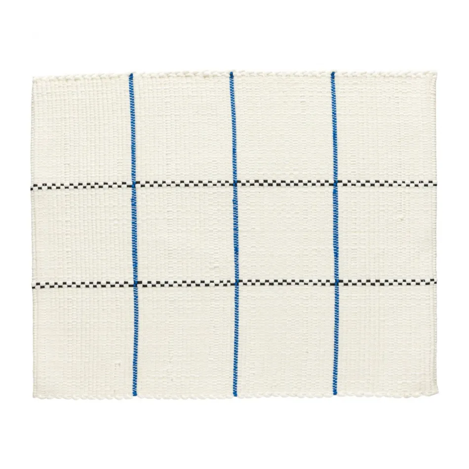 Joana White Blue Placemat 100% Recycled Cotton 11 3/4" x 15 3/4"