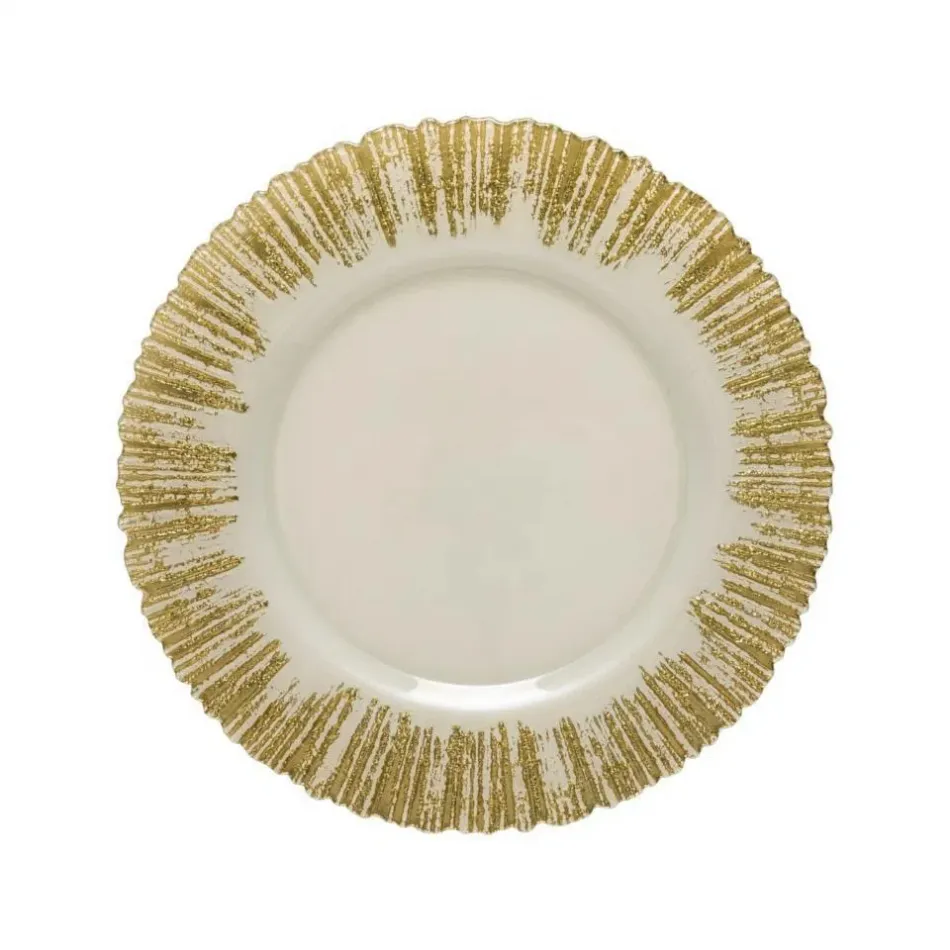 Gianna Gold Glass Charger Plate W/ Gold Rim D13'' H1''