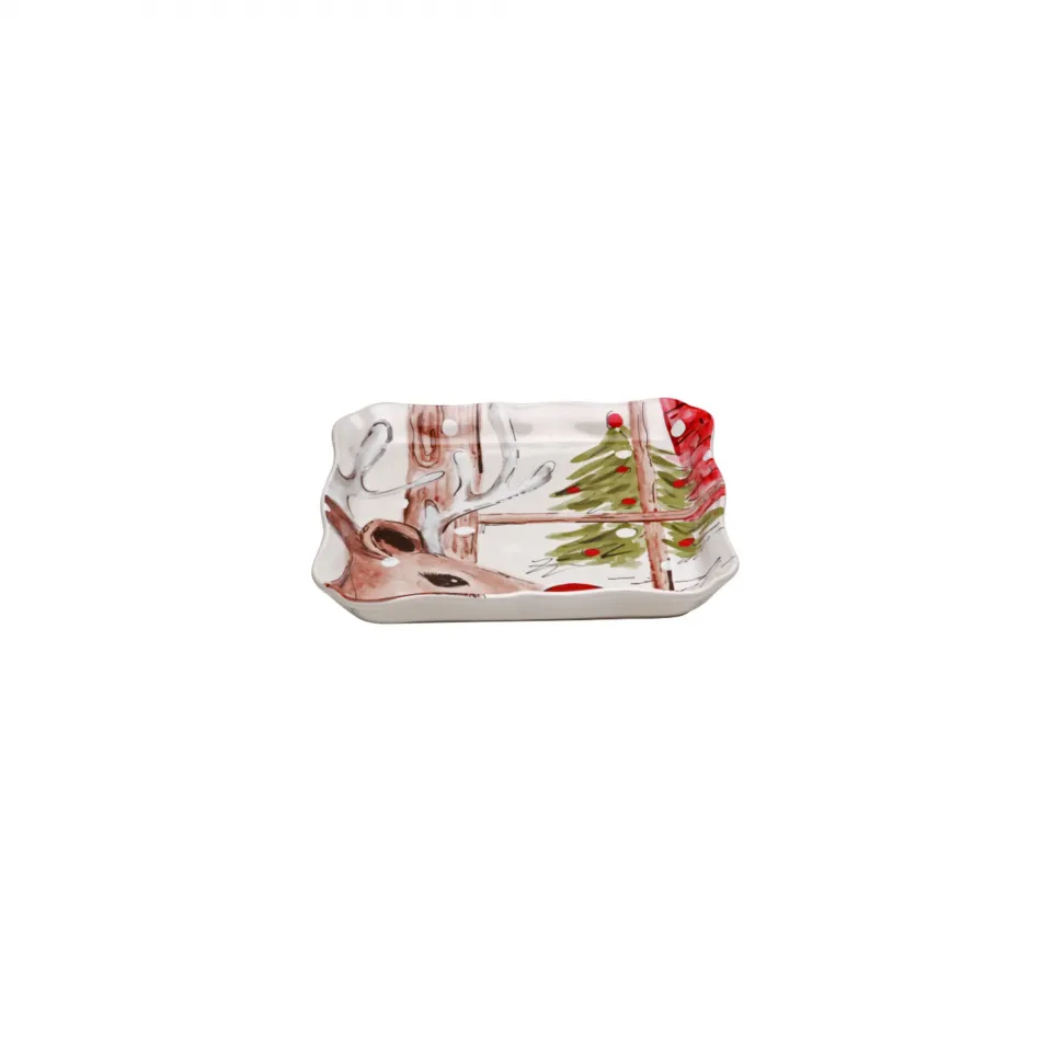 Deer Friends White Square Tray 8.25'' x 8.25'' H1.25''