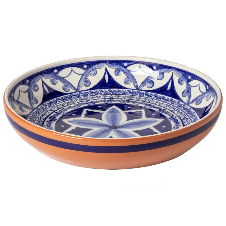 Alentejo Terracotta Blue-White Round Centerpiece D16.5'' H3.25'' | 95 Oz.