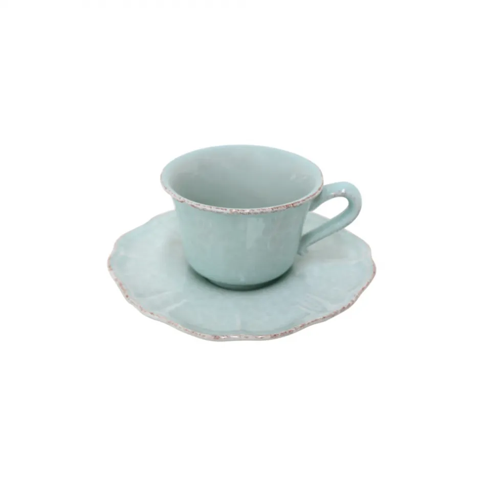 Impressions Robin's Egg Blue Tea Cup And Saucer 4.75'' x 3.75'' H2.75'' | 8 Oz. D6.75''