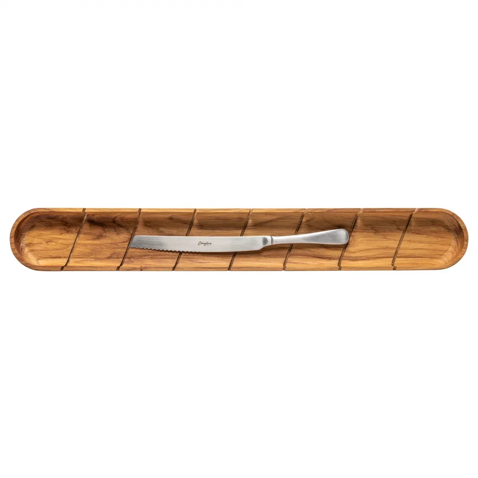 Pacifica Oak Wood Gift Oak Baguette Board W/ Bread Knife Baguette Board: 24'' x 3.5'' H2''
Bread Knife: 11.65'' T0.03''