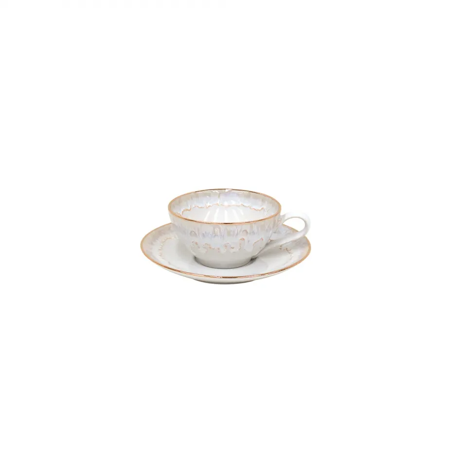 Taormina White & Gold Tea Cup And Saucer 5.5'' x 4.25'' H2.25'' | 7 Oz.