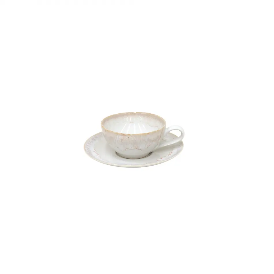 Taormina White Tea Cup And Saucer 5.5'' x 4.25'' H2.25'' | 7 Oz.