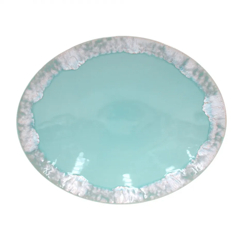 Taormina Aqua Oval Platter 16.25'' x 13'' H2.25''