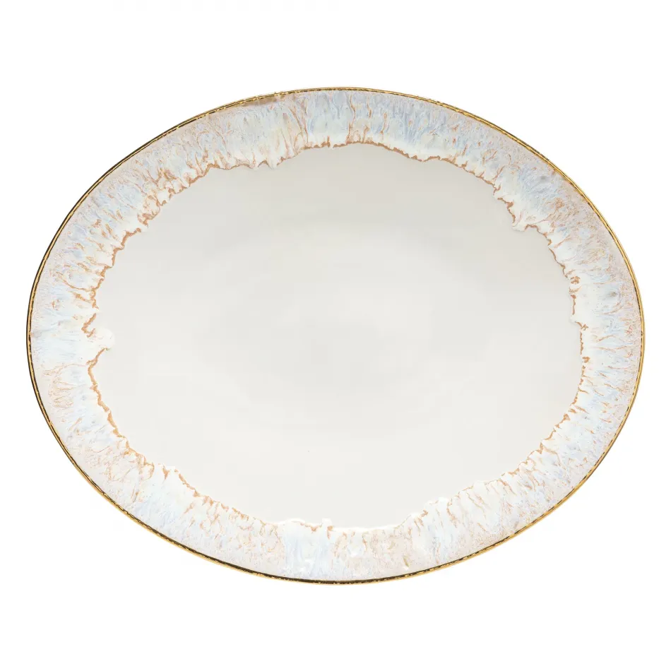 Taormina White & Gold Oval Platter 16.25'' x 13'' H2.25''