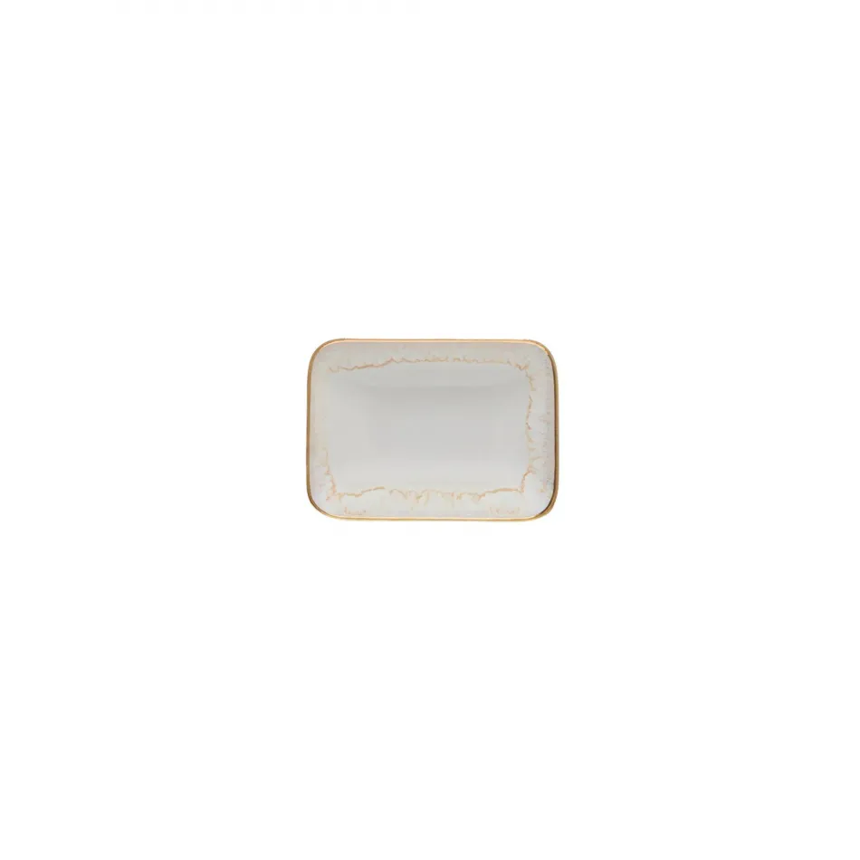 Taormina White & Gold Soap Dish 5.25'' x 3.75'' H1''