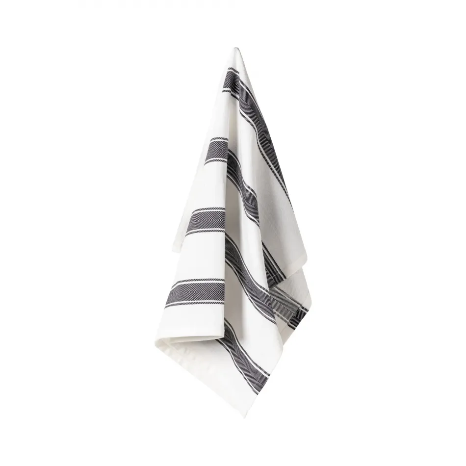 Alessa Black Kitchen Towel Her. Stripes 27.5'' x 19.75''