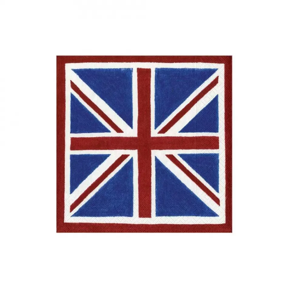 Union Jack Boxed Paper Cocktail Napkins, 40 Per Box