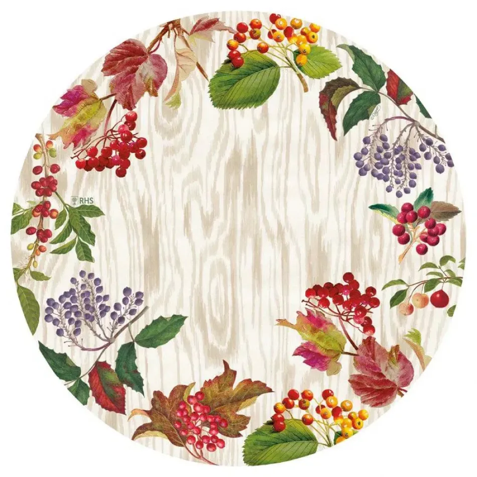 Berry Botanical Taupe Paper Placemats Round 12 In