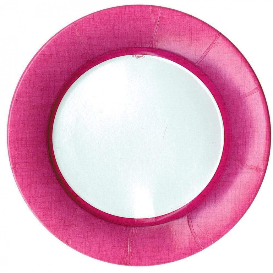 Linen Border Paper Dinner Plates Fuchsia, 8 Per Pack