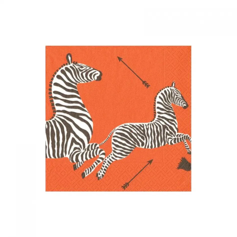 Zebras Orange Paper Cocktail Napkins, 20 per Pack