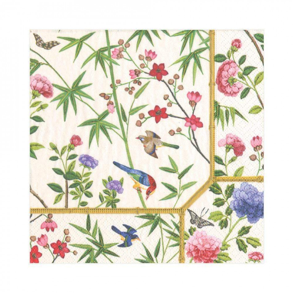 Chinese Wallpaper Paper Luncheon Napkins Cream, 20 Per Pack