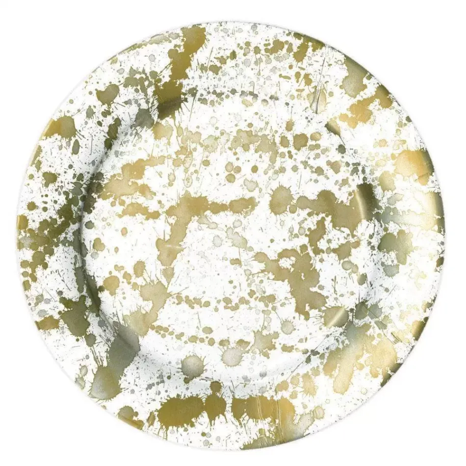 Splatterware Gold Paper Dinner Plates, 8 Per Pack