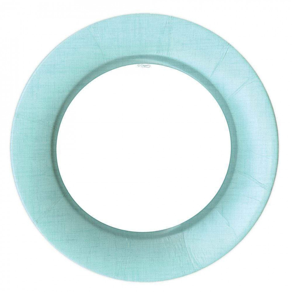 Linen Border Paper Dinner Plates Robin's Egg Blue, 8 Per Pack