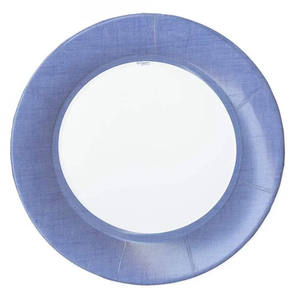 Linen Border Paper Dinner Plates in Blue II, 8 Per Pack