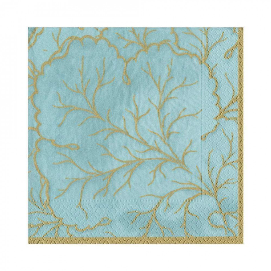 Gilded Majolica Paper Luncheon Napkins Aqua, 20 Per Pack