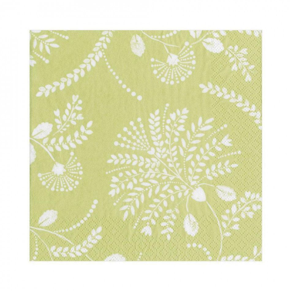 Trailing Floral Paper Luncheon Napkins Pale Green, 20 Per Pack