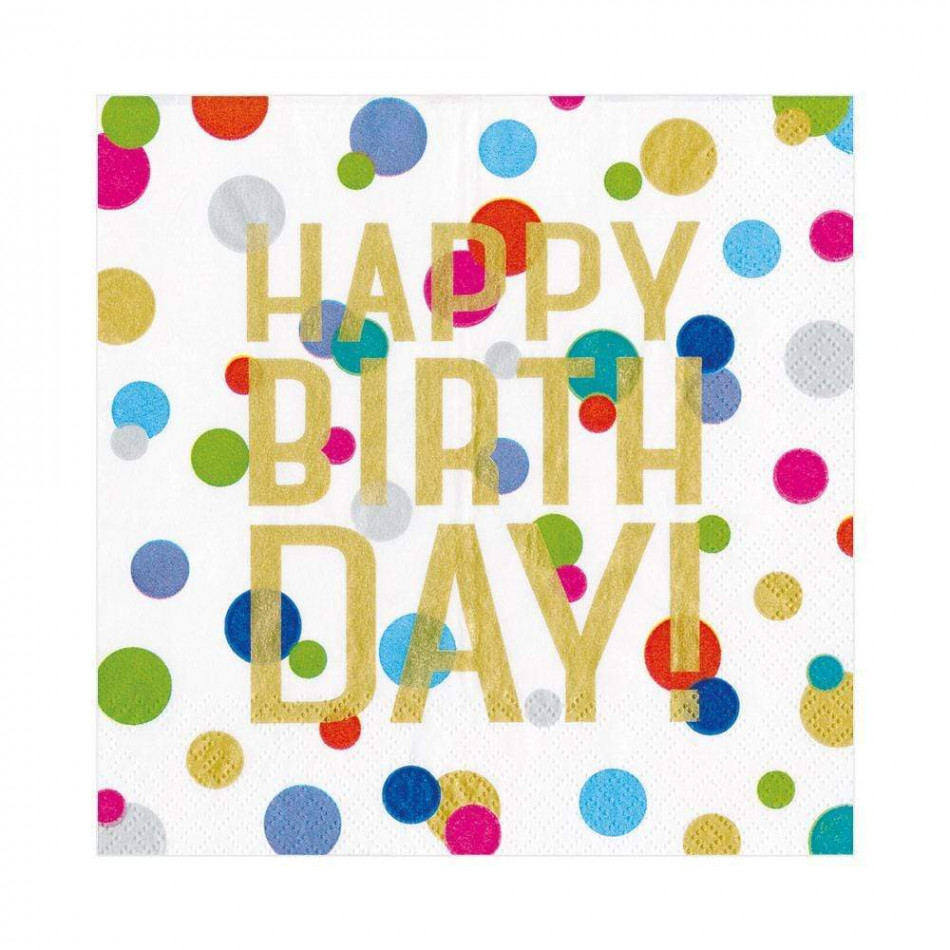 Happy Birthday Confetti Paper Luncheon Napkins, 20 Per Pack