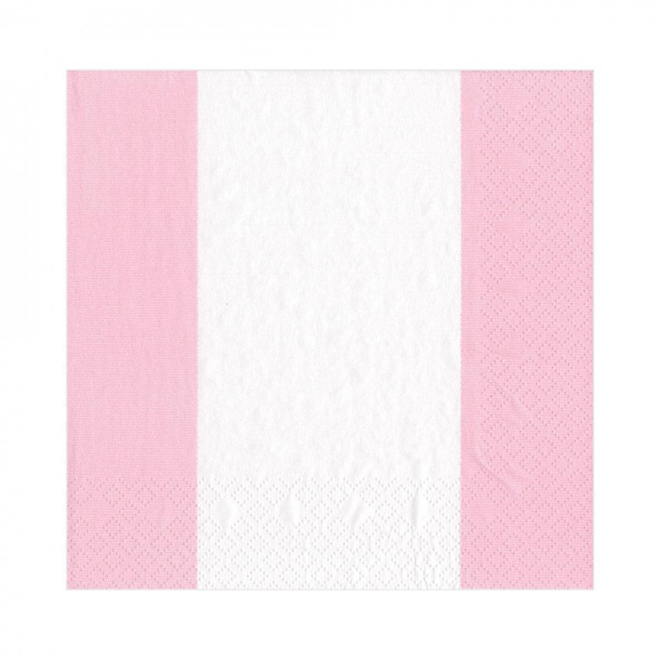Bandol Stripe Paper Luncheon Napkins Petal Pink, 20 Per Pack