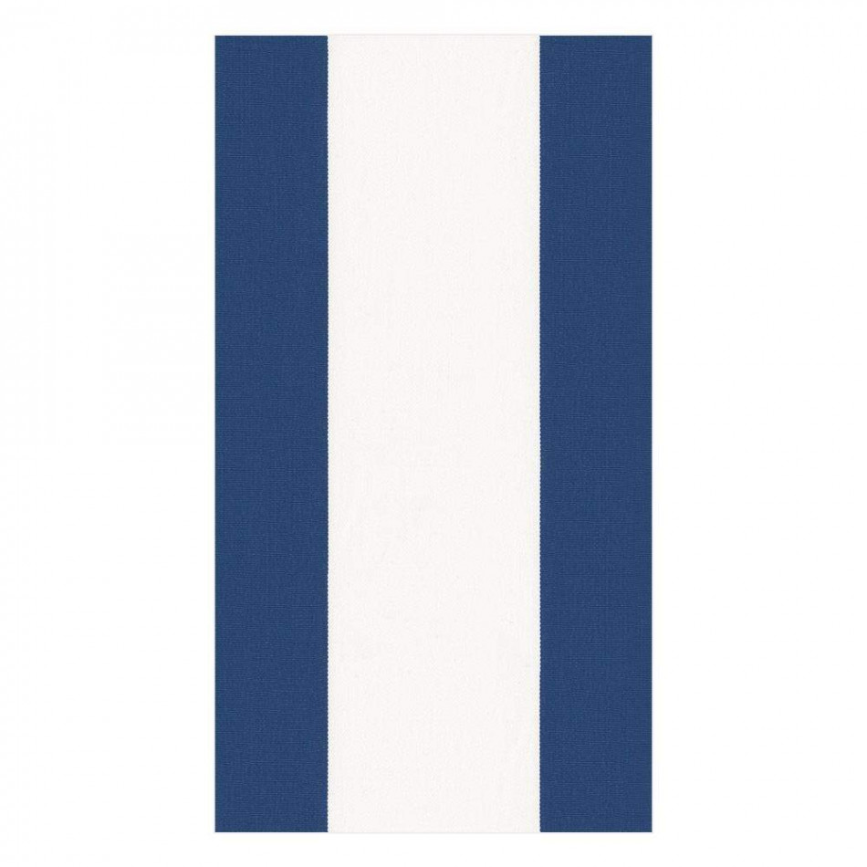 Bandol Stripe Paper Guest Towel/Buffet Napkins Navy, 15 Per Pack