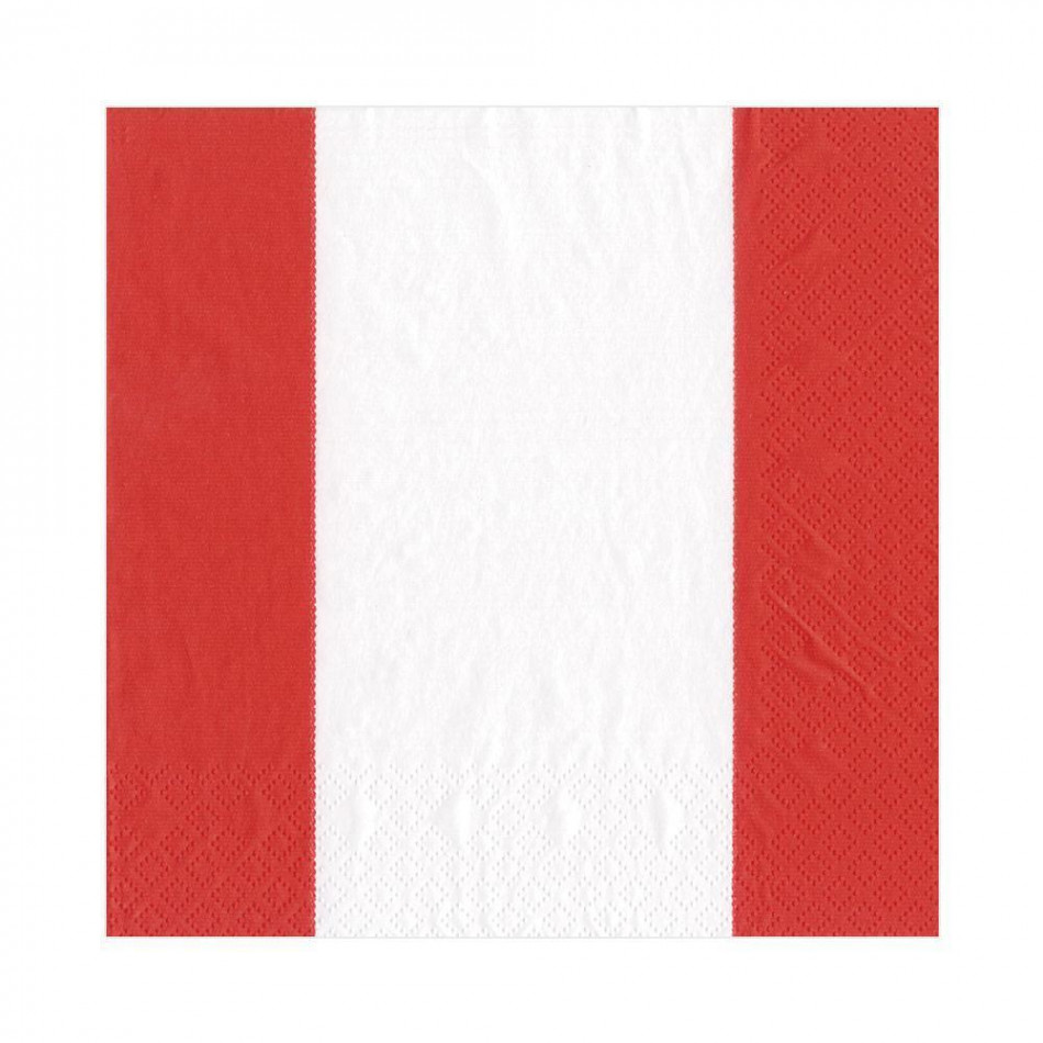 Bandol Stripe Paper Luncheon Napkins Red, 20 Per Pack