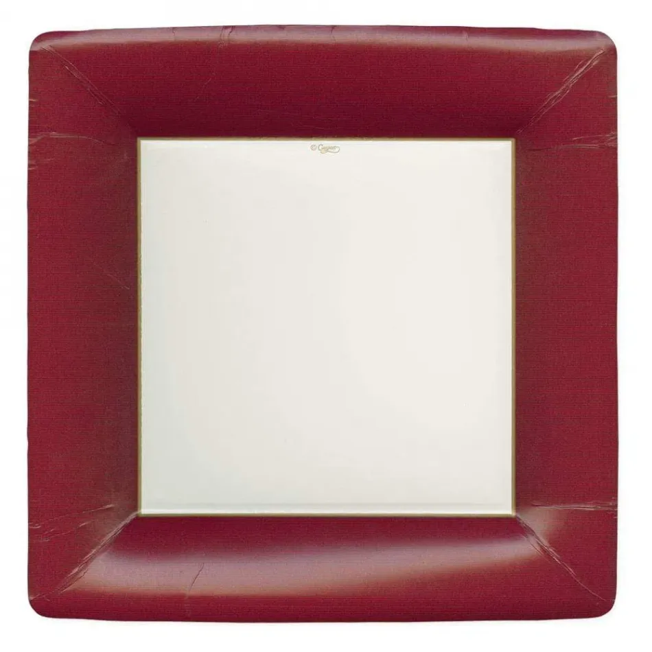 Grosgrain Square Paper Dinner Plates in Cranberry, 8 Per Pack