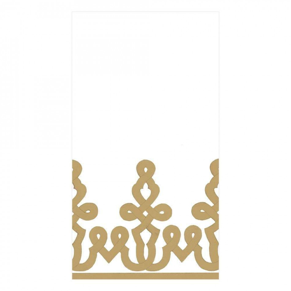 Dessin Passementerie Paper Linen Guest Towel/Buffet Napkins Gold, 12 Per Pack
