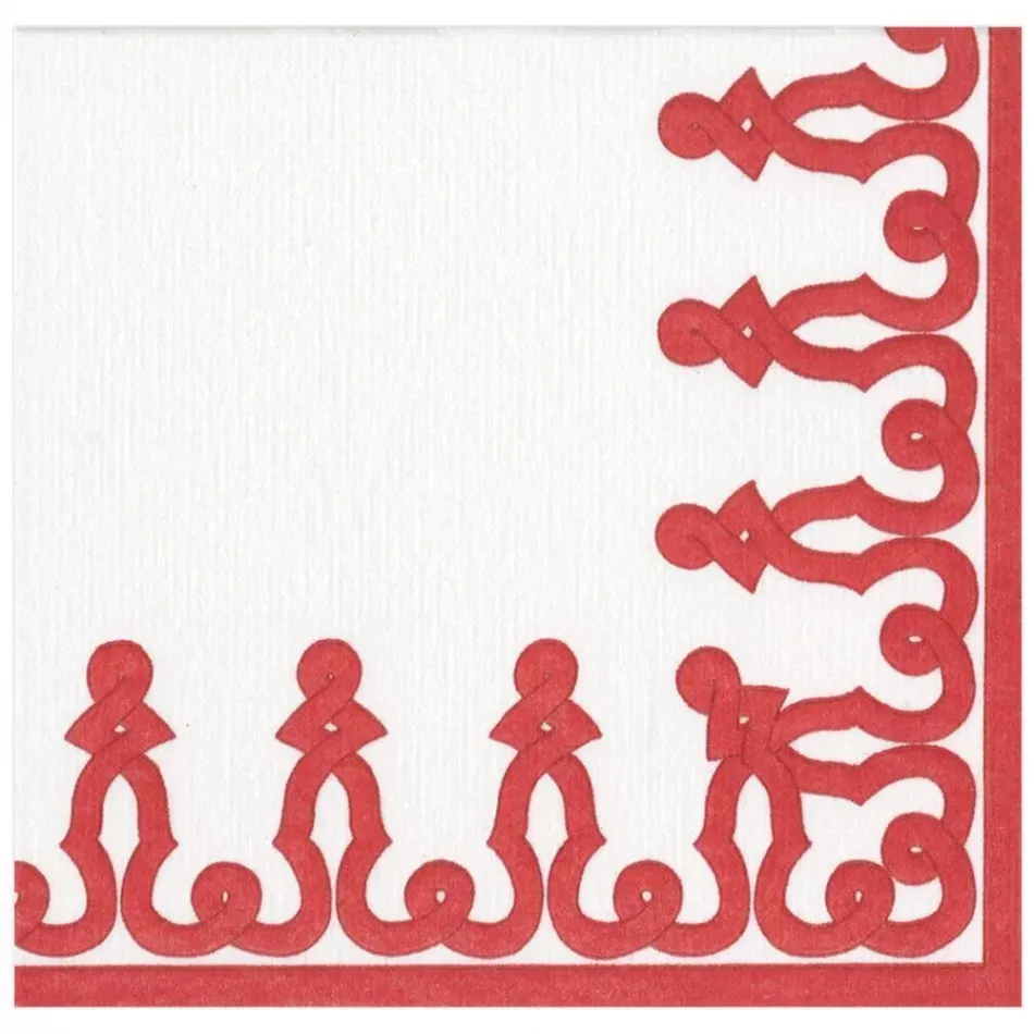 Dessin Passementerie Red Paper Linen Dinner Napkins, 12 Per Pack