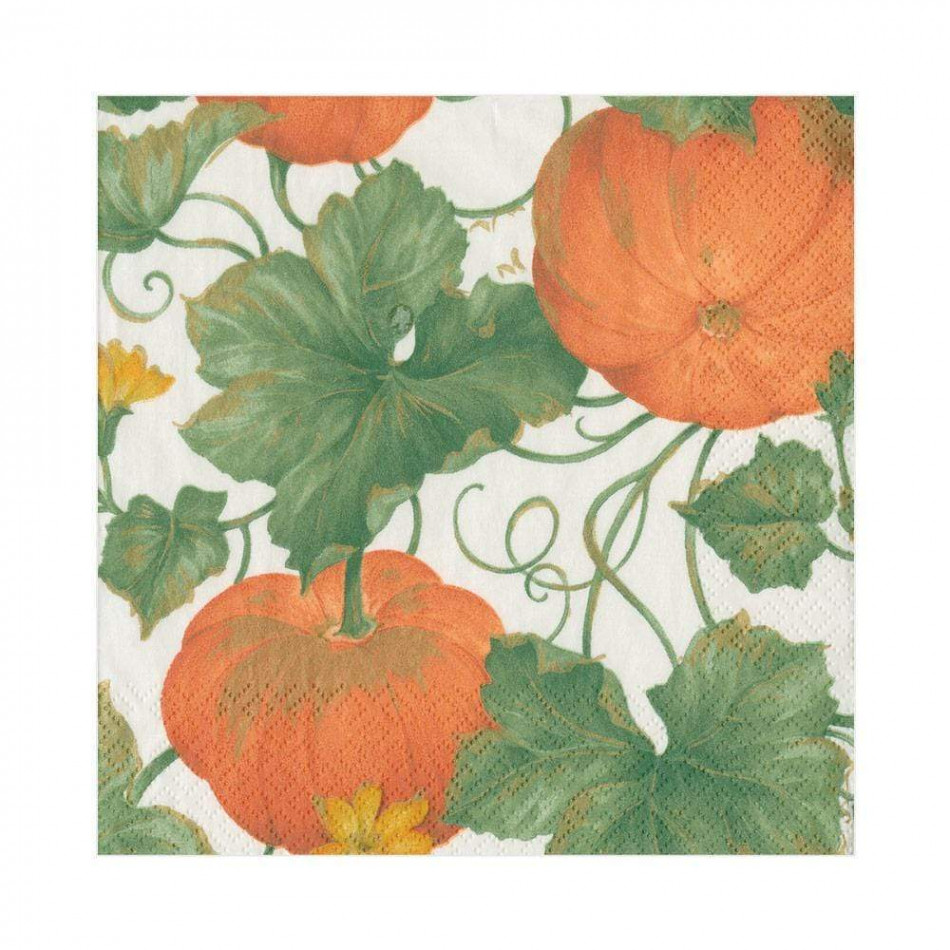 Heirloom Pumpkins Paper Luncheon Napkins Ivory & Orange, 20 Per Pack