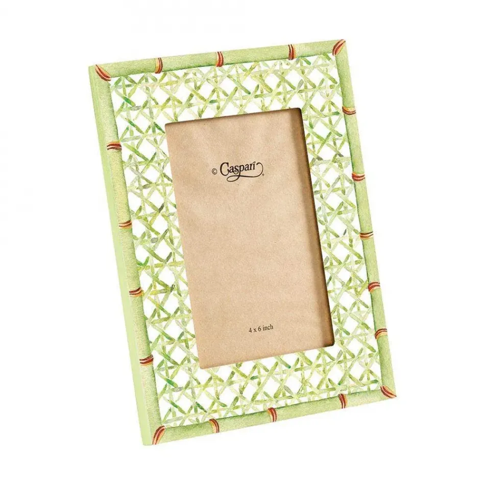 Trellis Lacquer 4" x 6" Picture Frame in Green