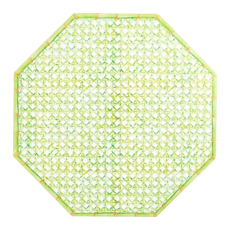 Trellis Green Placemat Lacquer Octagonal 15"