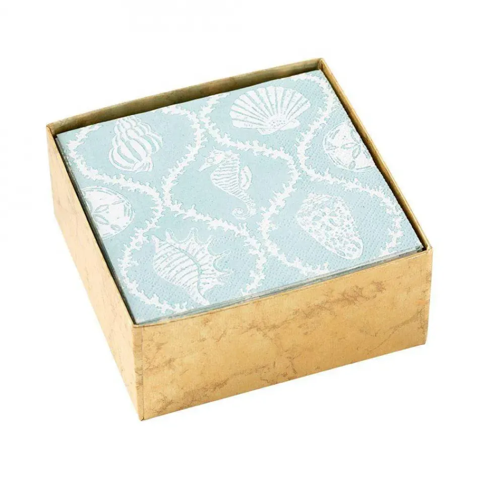 Seychelles Boxed Paper Cocktail Napkins in Aqua, 40 Per Box