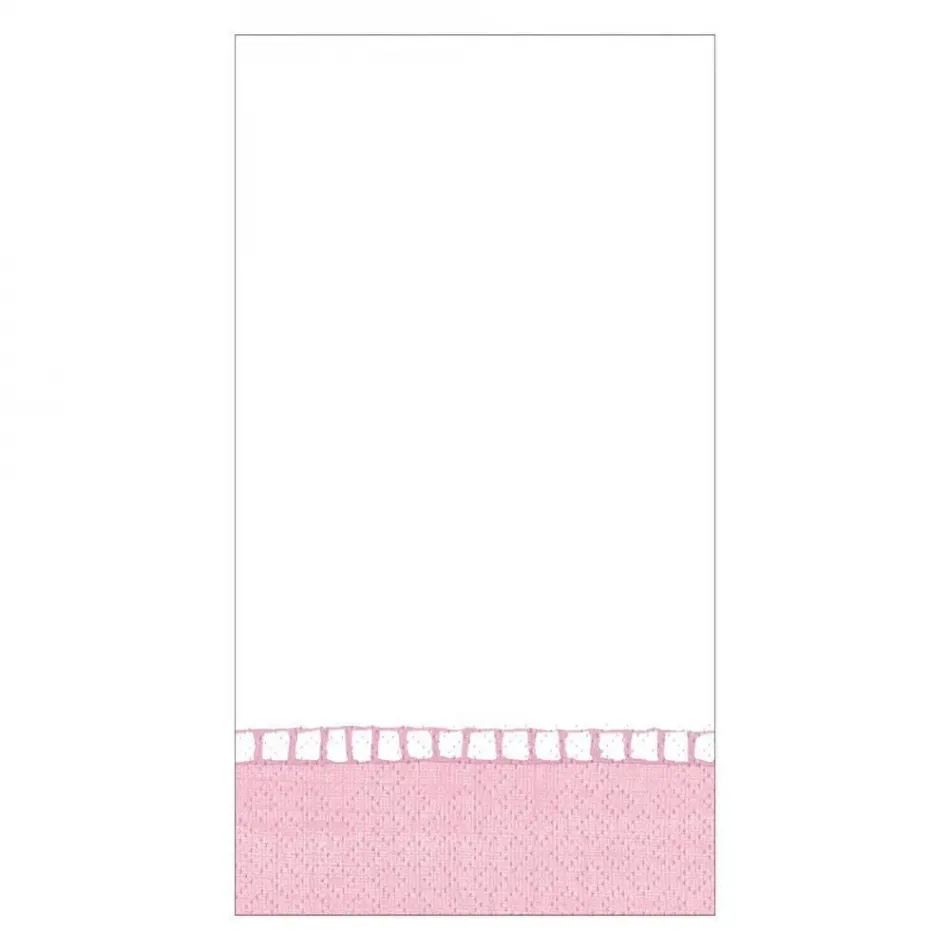 Linen Border Paper Guest Towel Napkins in Petal Pink, 15 Per Package