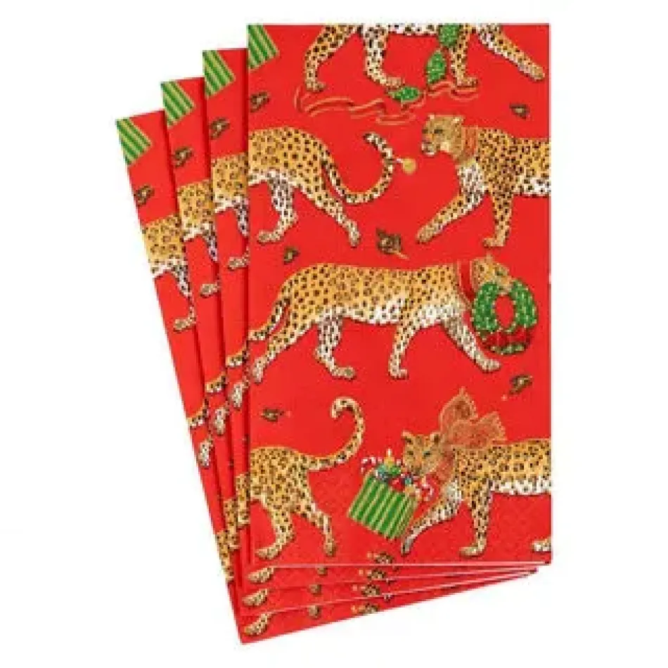 Christmas Leopards Paper Guest Towel Napkins Red - 15 Per Package