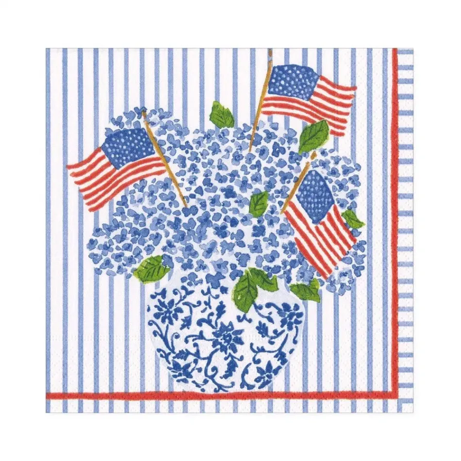 Flags and Hydrangeas Paper Luncheon Napkins, 20 Per Pack