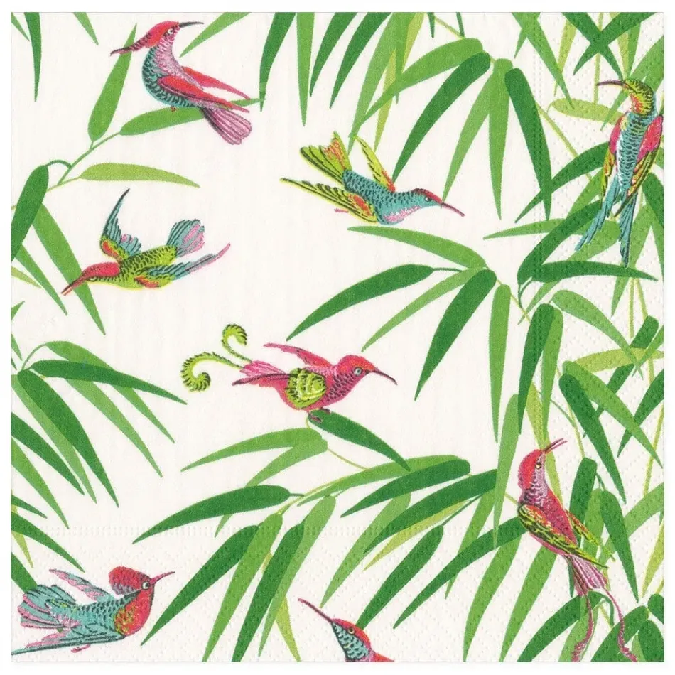 Birds in Paradise Paper Dinner Napkins in White, 20 Per Pack