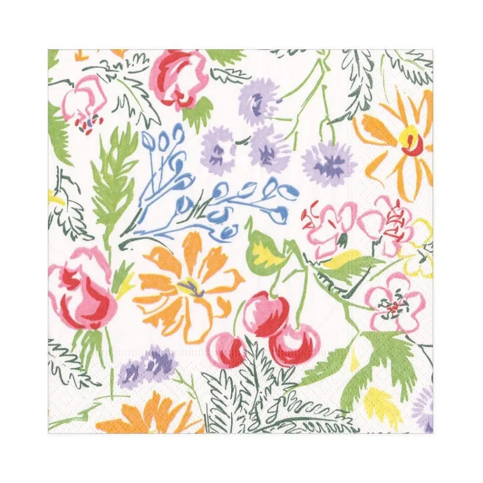 Cerise Floral Paper Luncheon Napkins, 20 Per Pack