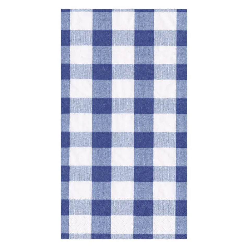 Gingham Paper Guest Towel/Buffet Napkins in Blue, 15 Per Pack