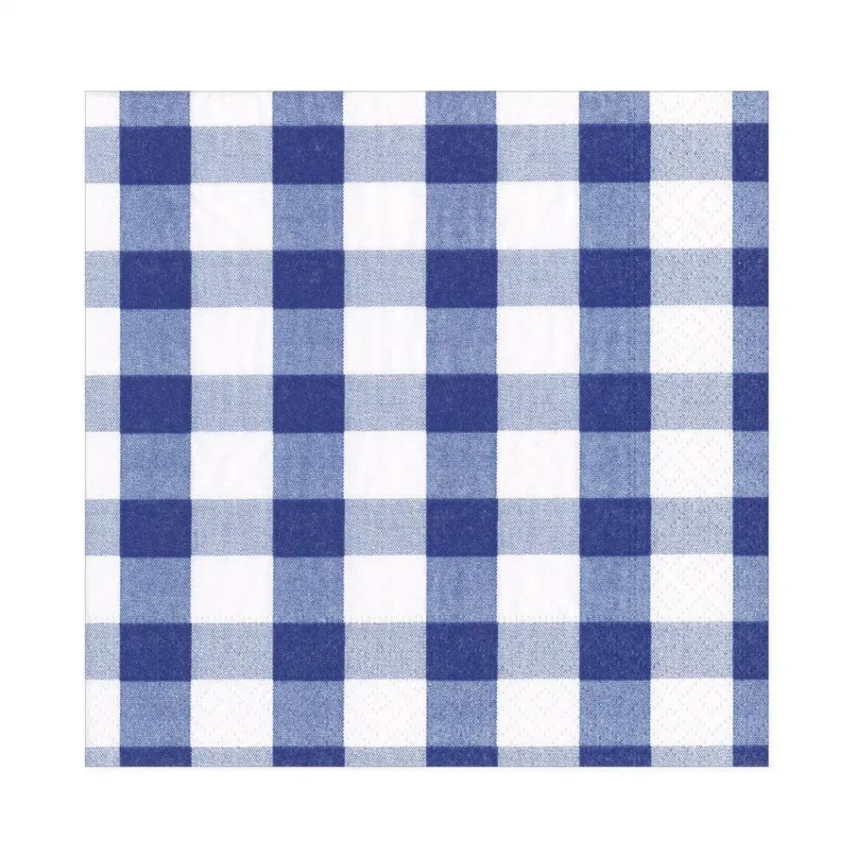 Gingham Paper Luncheon Napkins in Blue, 20 Per Pack