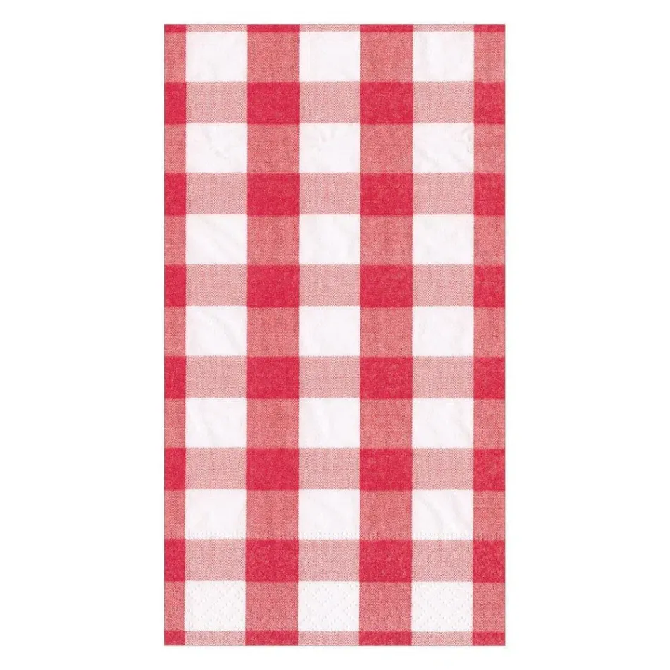 Gingham Paper Guest Towel/Buffet Napkins in Red, 15 Per Pack