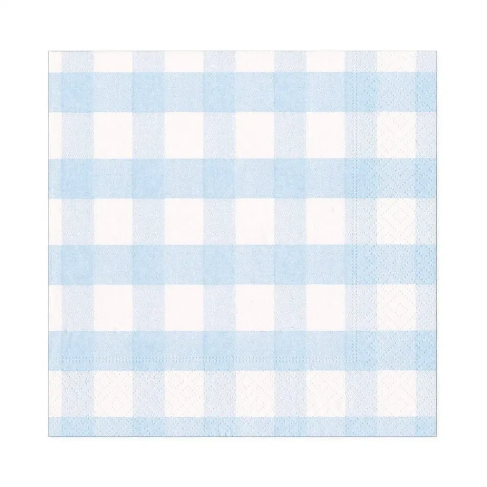 Gingham Paper Luncheon Napkins in Light Blue, 20 Per Pack