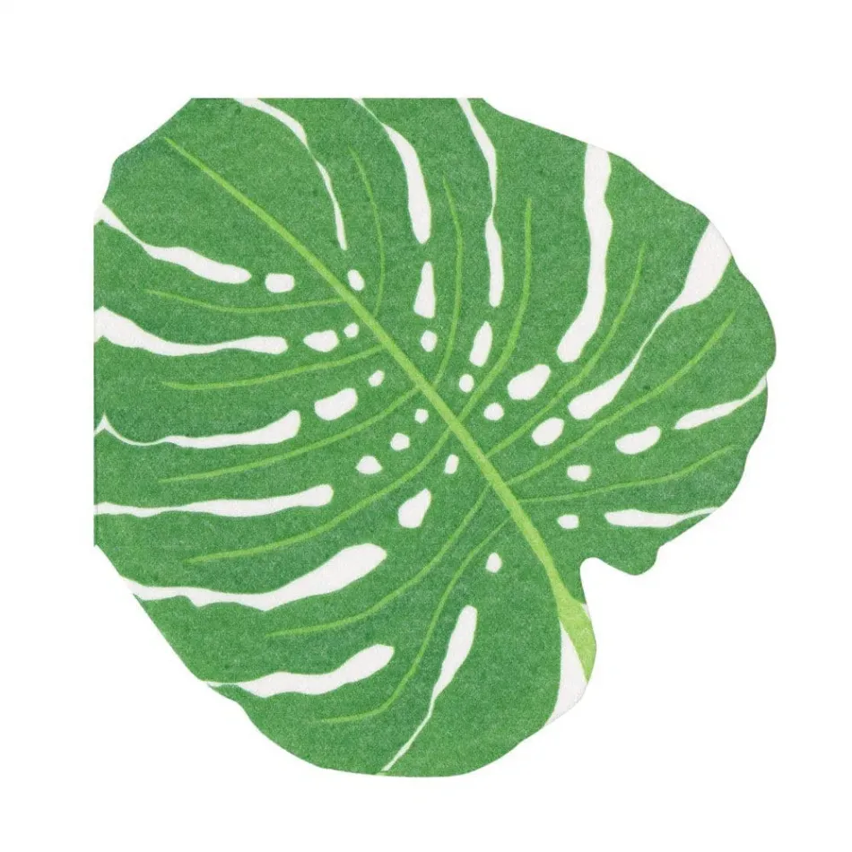 Monstera Die-Cut Paper Linen Party Napkins, 15 Per Pack