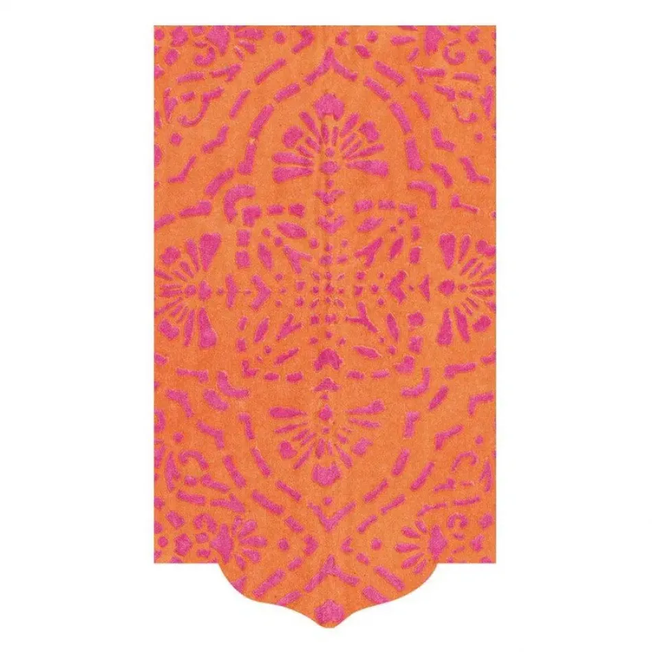 Annika Orange Paper Linen Die-Cut Paper Guest Towel/Buffet Napkins, 15 per Pack