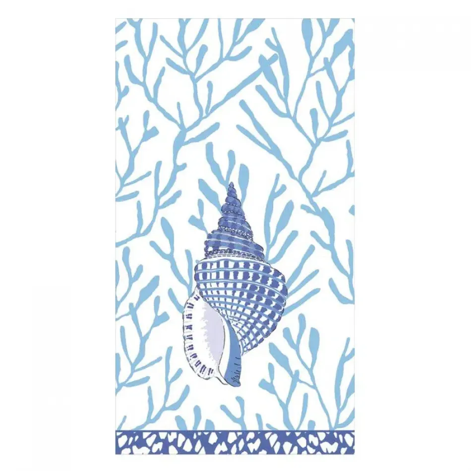 Shell Toile Blue Paper Guest Towel/Buffet Napkins, 15 per Pack