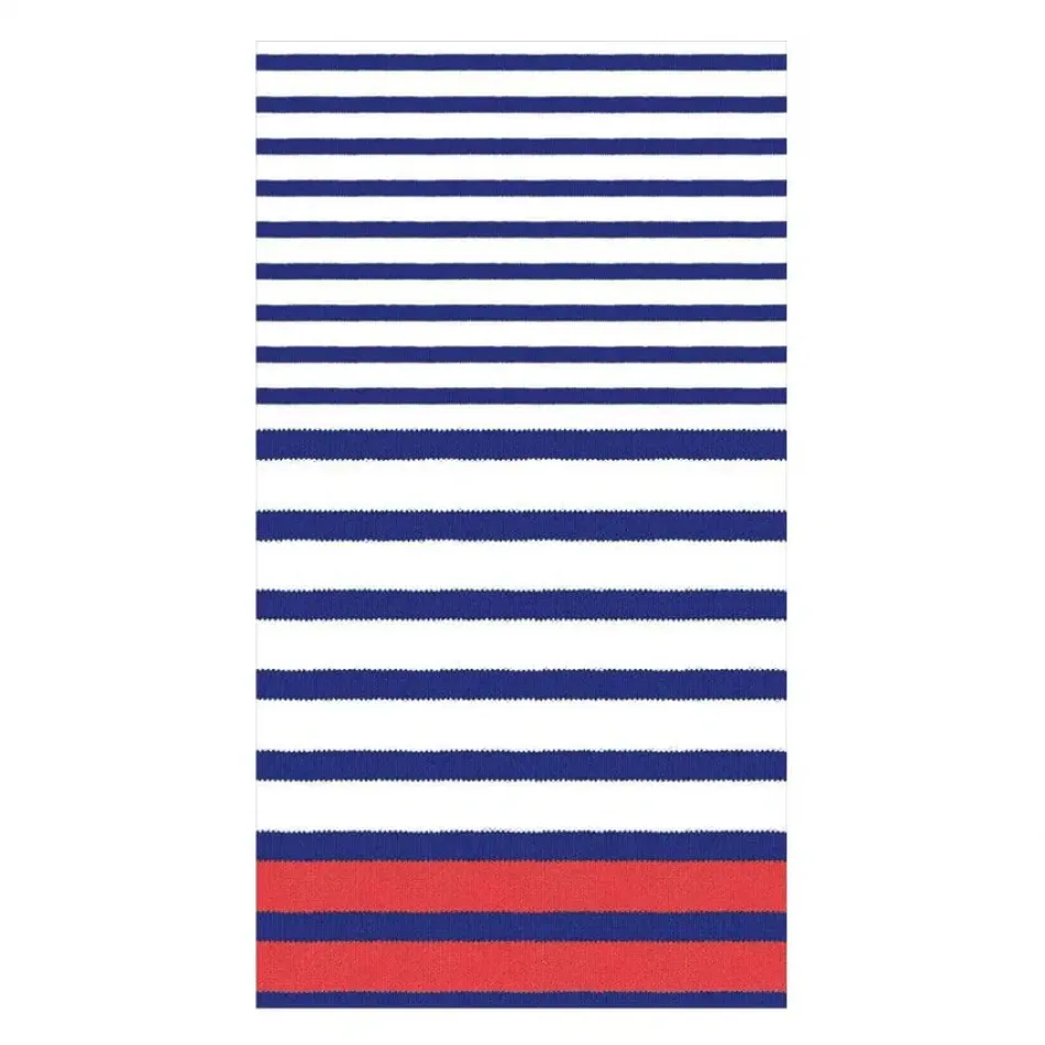 Breton Stripe Blue Paper Guest Towel/Buffet Napkins, 15 per Pack