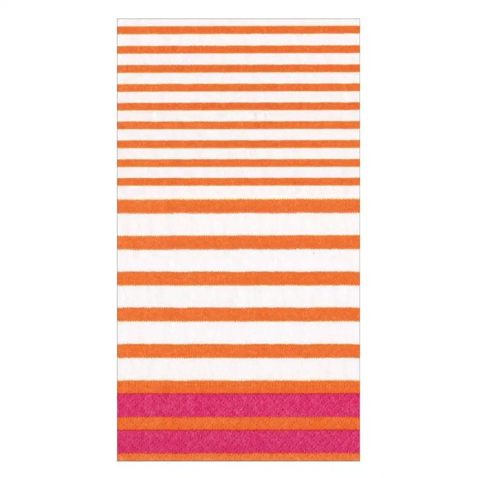 Breton Stripe Coral/Fuchsia Paper Guest Towel/Buffet Napkins, 15 per Pack