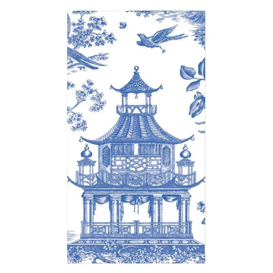 Chinoiserie Toile Pagoda Blue Paper Guest Towel/Buffet Napkins, 15 per Pack