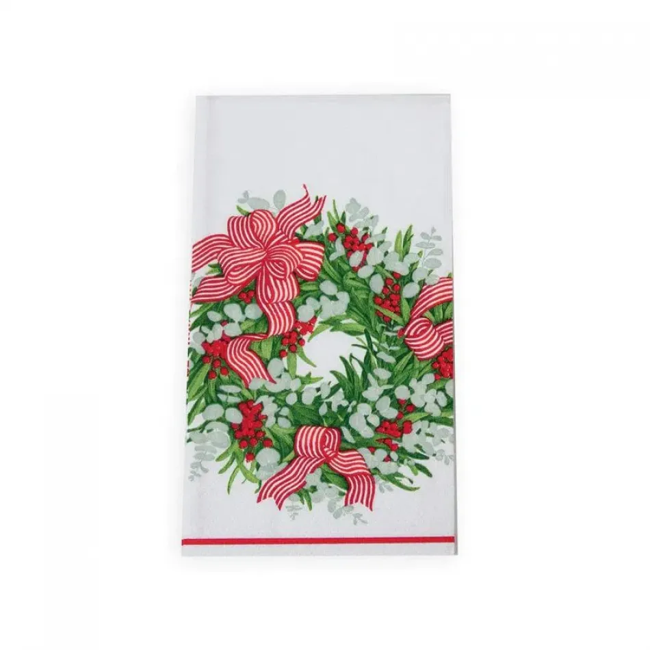 Ribbon Stripe Wreath Paper Guest Towel/Buffet Napkins, 15 per Pack